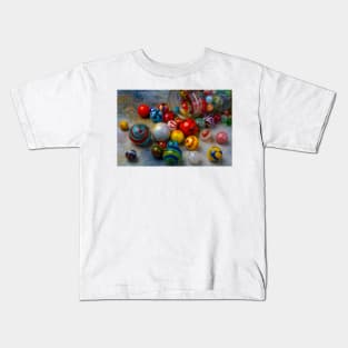 Old Glass Jar With Spilling Marbles Kids T-Shirt